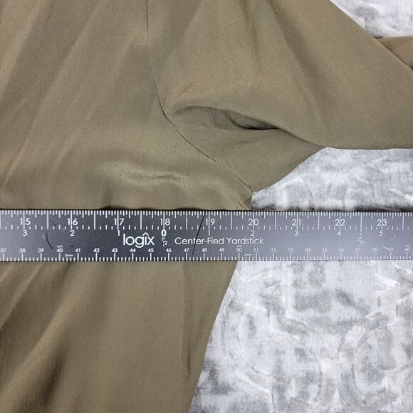 Vintage Nordstrom Dress Women's 16 Beige The Individualist Peasant Silk Belted - Picture 5 of 14